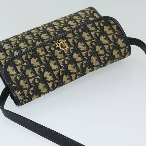 Christian Dior Trotter Canvas Shoulder Bag Navy Auth 69408 - Picture 6 of 16